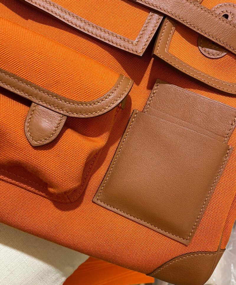 Hermes Birkin 35 Canvas & Swift Leather Cargo Orange